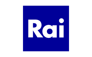 Logo della RAI. Un quadrato blu scuro con la parola